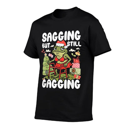 Sagging But Still Gagging Frog Funny Cringe Meme Christmas  Wrinkle-resistant T-Shirt