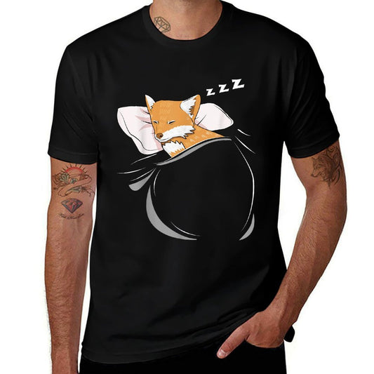 Fox Sleeping Animal Pajamas Nap PJs Outfit Gift Fox  Summer-ready Fabric T-Shirt