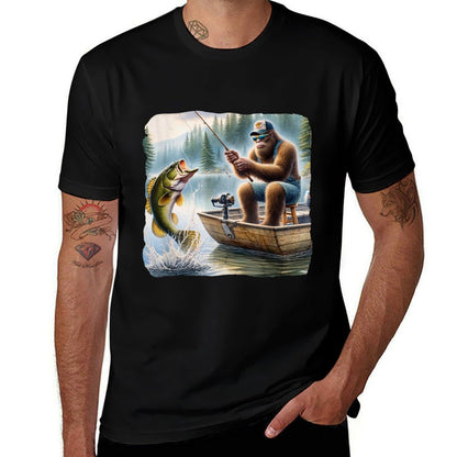 Bigfoot Fishing Funny Sasquatch Summer Bass Fisherman  Soft T-Shirt