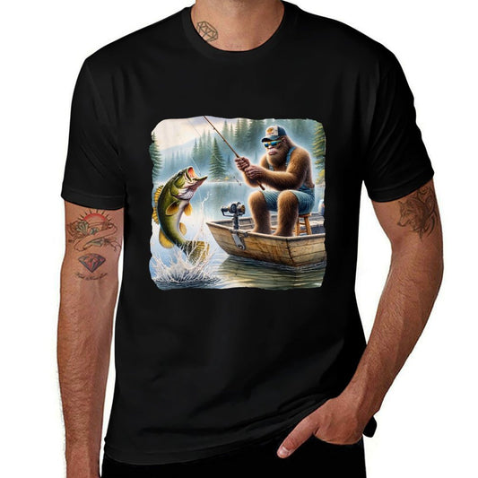 Bigfoot Fishing Funny Sasquatch Summer Bass Fisherman  Soft T-Shirt