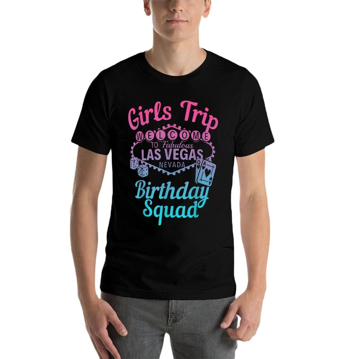 Las Vegas Birthday Party Girls Trip Vegas Birthday Squad  High-quality Stitching T-Shirt