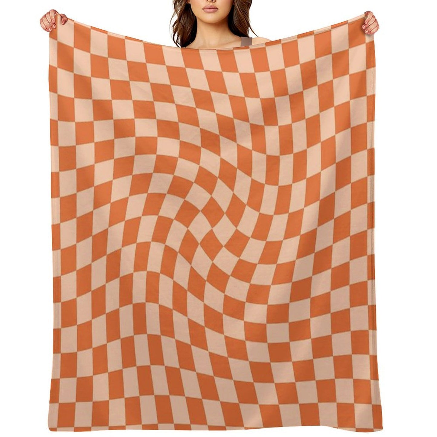 Check IV - Orange Twist Multi-functional Throw Blanket