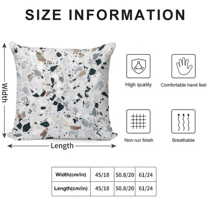 Terrazzo Black, White, Grey And Bronze Soft High-Density Material Throw Pillow