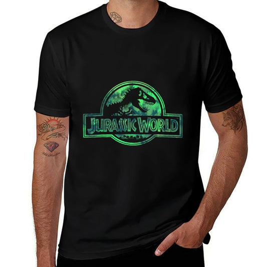 Jurassic World Green Teal Watercolor Logo  Moisture-wicking T-Shirt