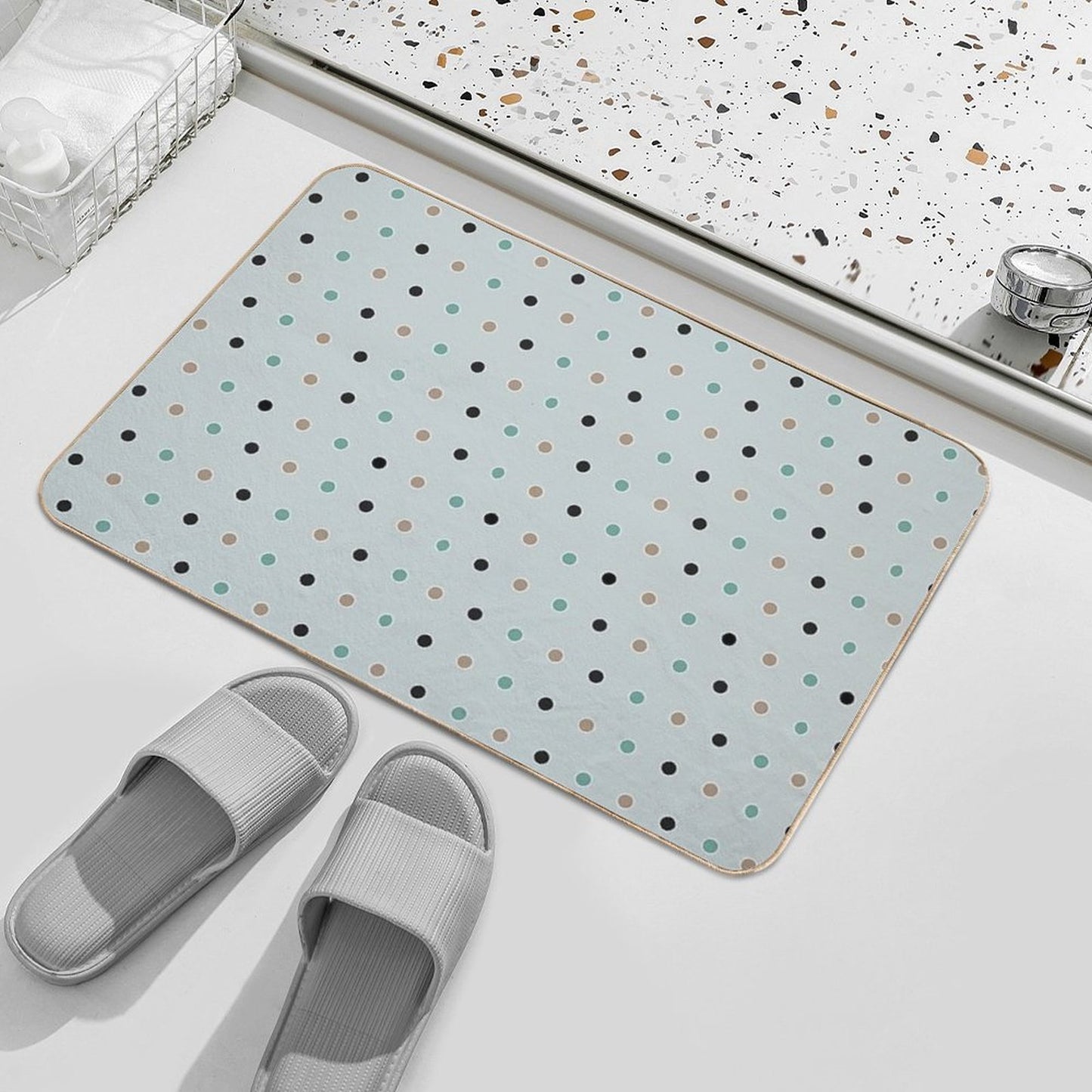 Dots Green-beige-black  Odorless Bath Mat