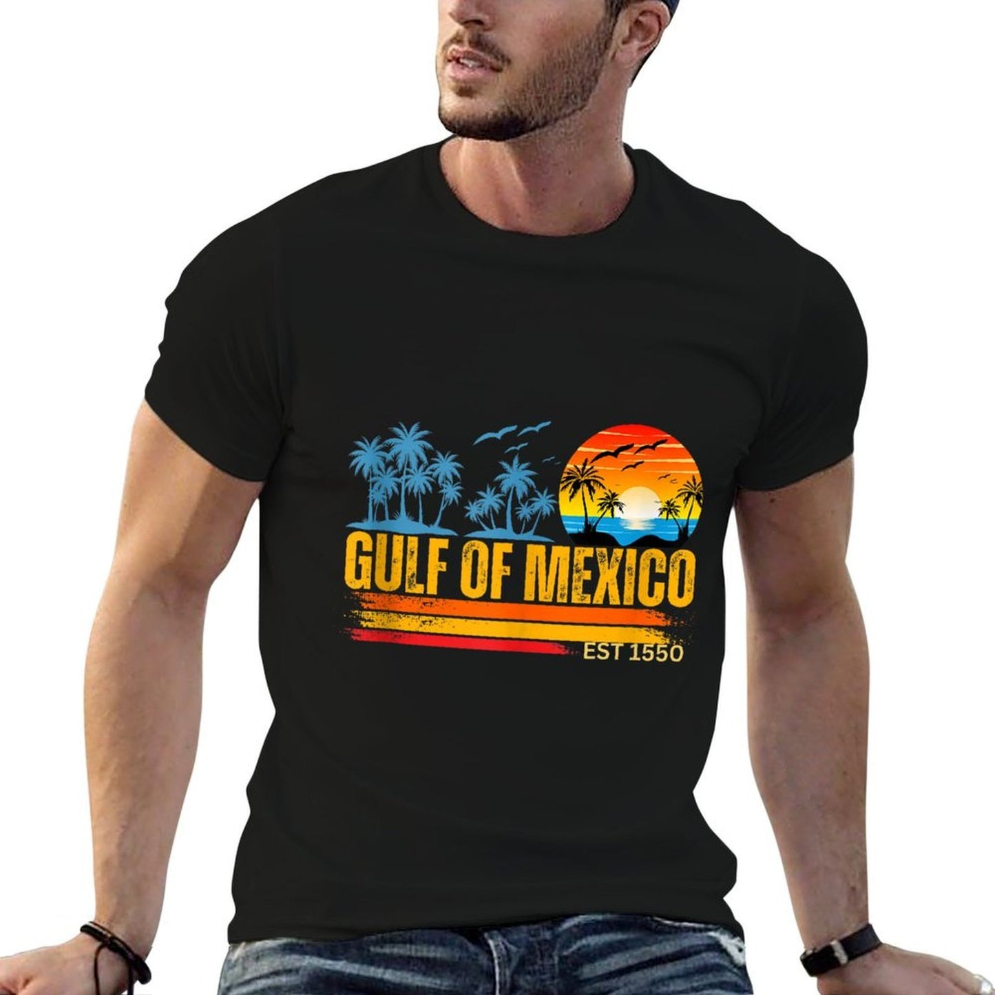Gulf of Mexico Retro Vintage Beach Mens Women  Breathable T-Shirt