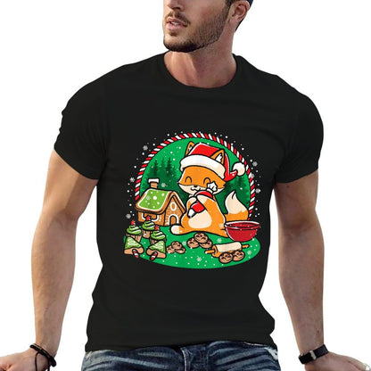 Gingerbread House Xmas Cookie Baking Team Cute Fox Baker  Slim-fit Cut T-Shirt
