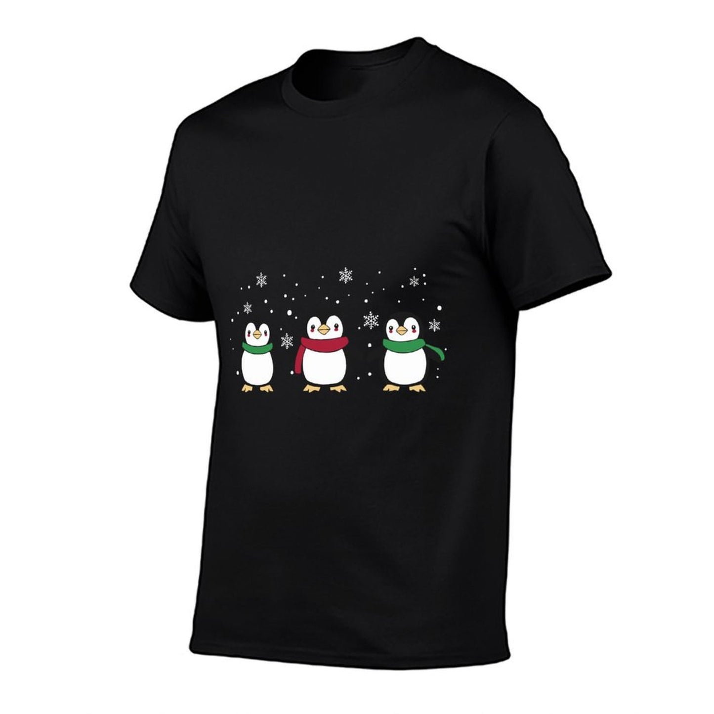 Funny Xmas Penguins  Ribbed Collar T-Shirt
