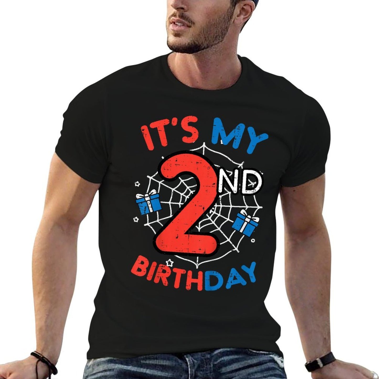 Kids Its My 2nd Birthday Spider Web 2 Year Old Bday Boys Toddler  Polyester Blend T-Shirt