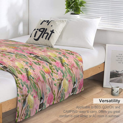 Australian Birds And Blooms Native Flora Chinoiserie Wrinkle-free Throw Blanket