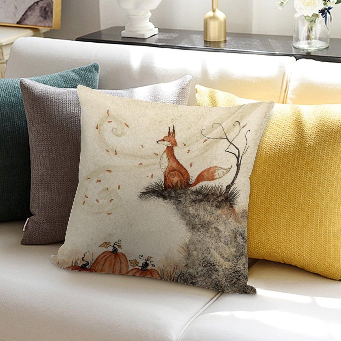 Guarding The Pumpkin Patch Soft Home Decor Throw Pillow