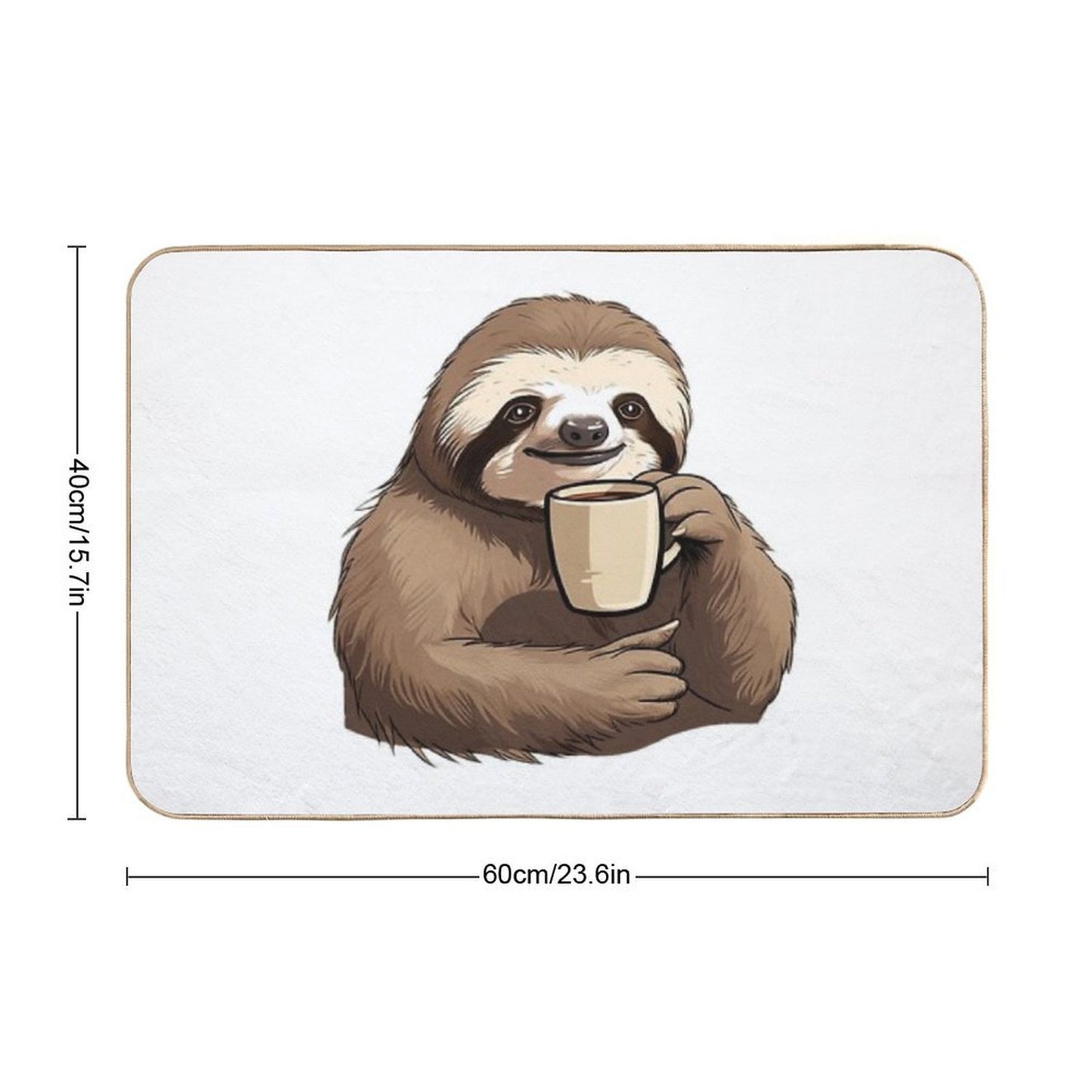 Sloth Drinking Coffee  Toxin-Free Bath Mat