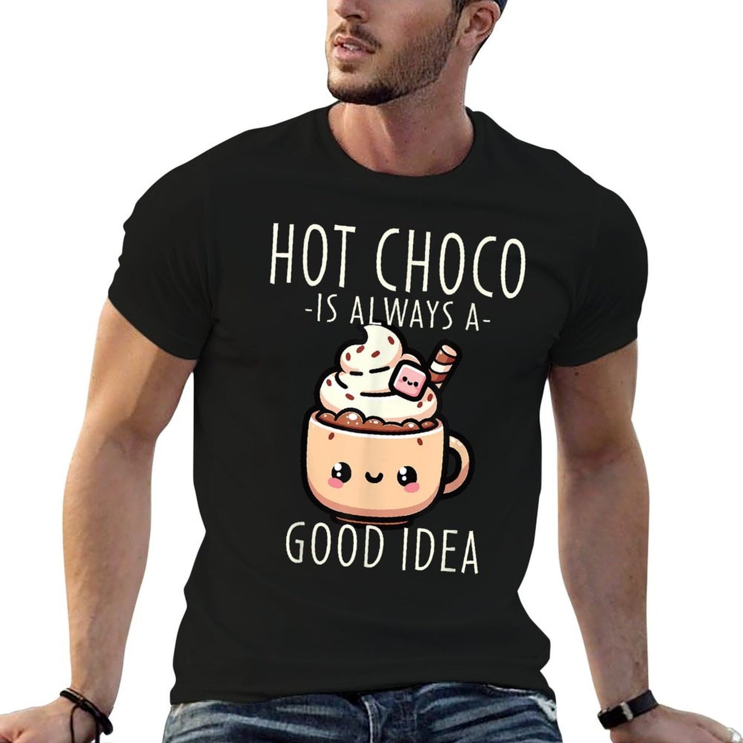 Kawaii Hot Chocolate Lover Winter Evening Hot Cocoa  Tagless Design T-Shirt