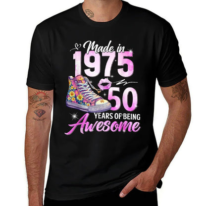 Chapter 50 EST 1975 50 Years Old Gifts 50th Birthday Queen  Wrinkle-resistant T-Shirt