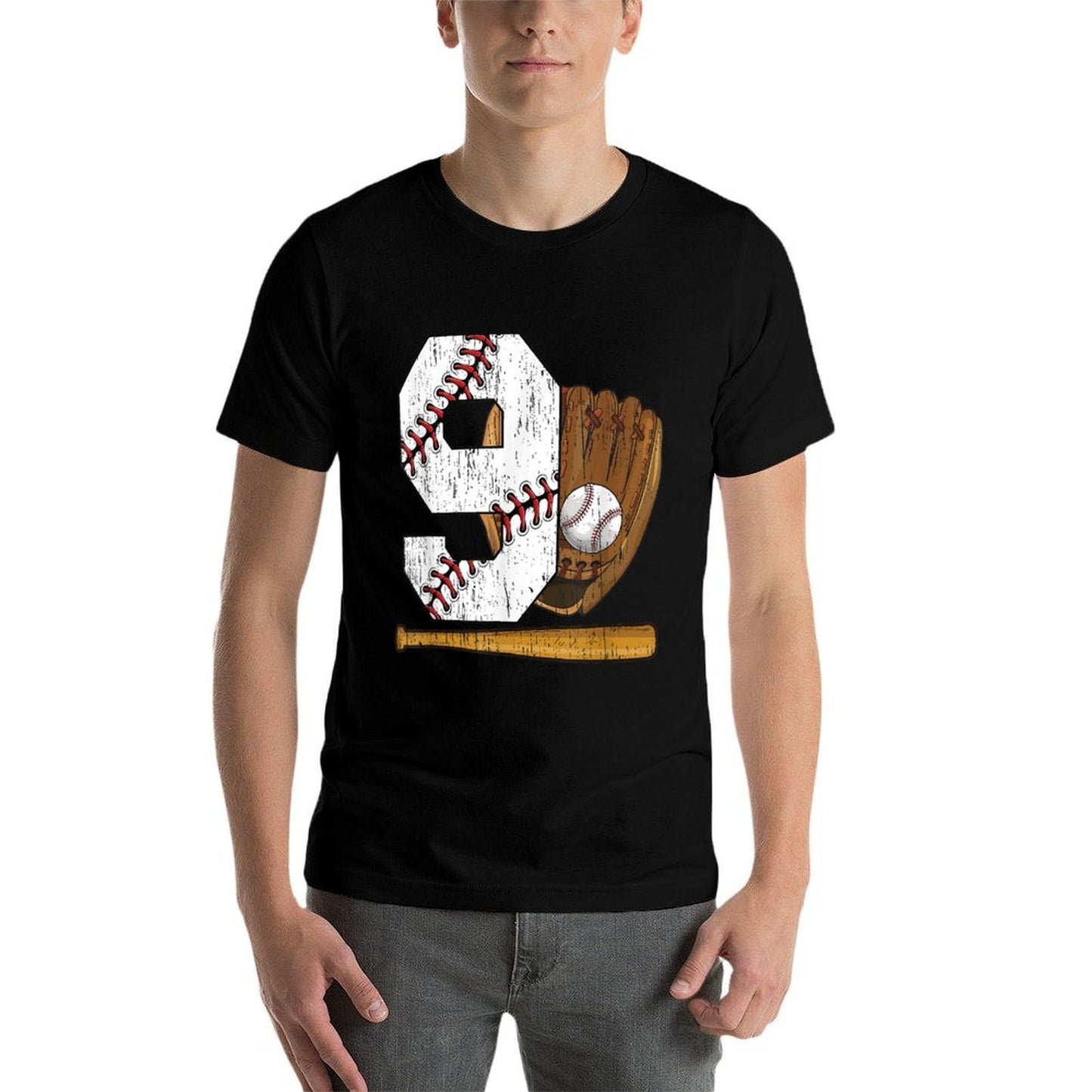 9th Birthday Baseball Boy Nine Year Old Baseball Player  Wrinkle-resistant T-Shirt