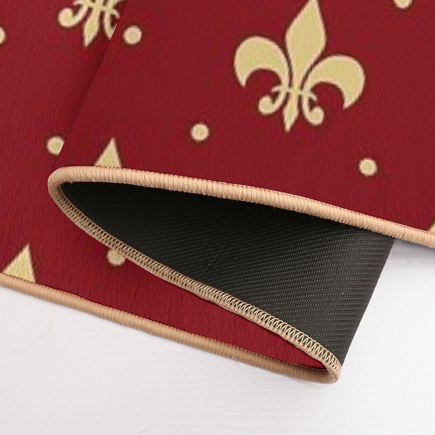 Fleur De Lis Design - Red  Long-Lasting Bath Mat