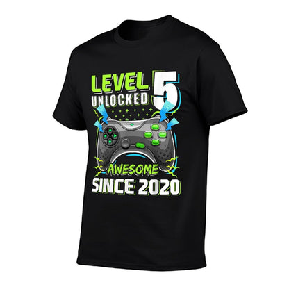 5th Birthday Boy Level 5 Gamer 5 Year Video Game Party  Fade-proof Color T-Shirt