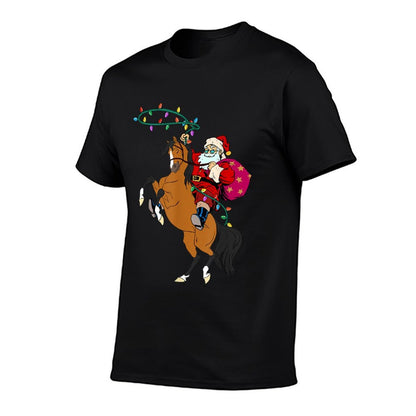 Cowboy Santa Claus Riding A Horse Christmas Cowboy Kids Boys  Stretchy T-Shirt