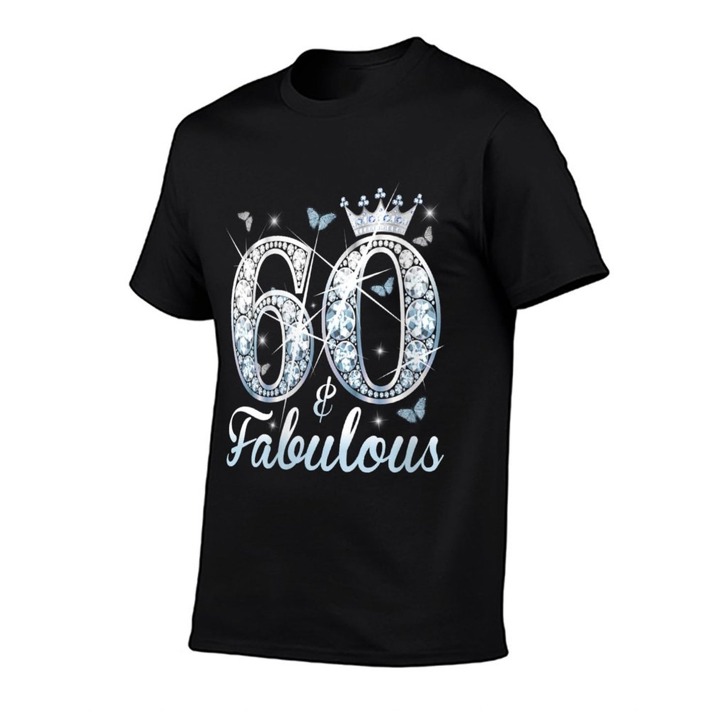Womens 60 And Fabulous 60th Birthday Diamond Crown Gift Girls Women  Ribbed Collar T-Shirt