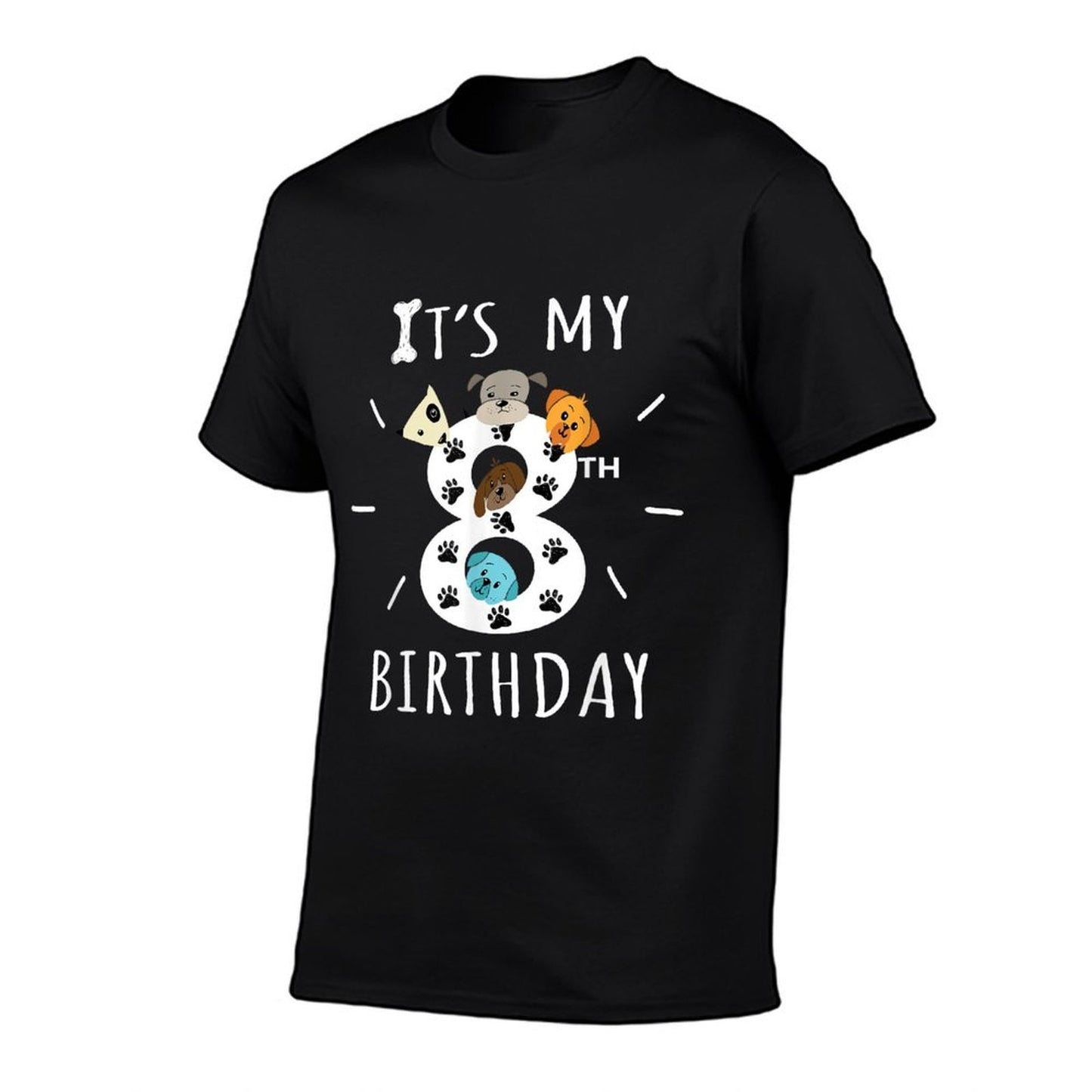 It's My 8th Birthday Dog Lover Theme 8 Years Old Puppy  Ribbed Collar T-Shirt