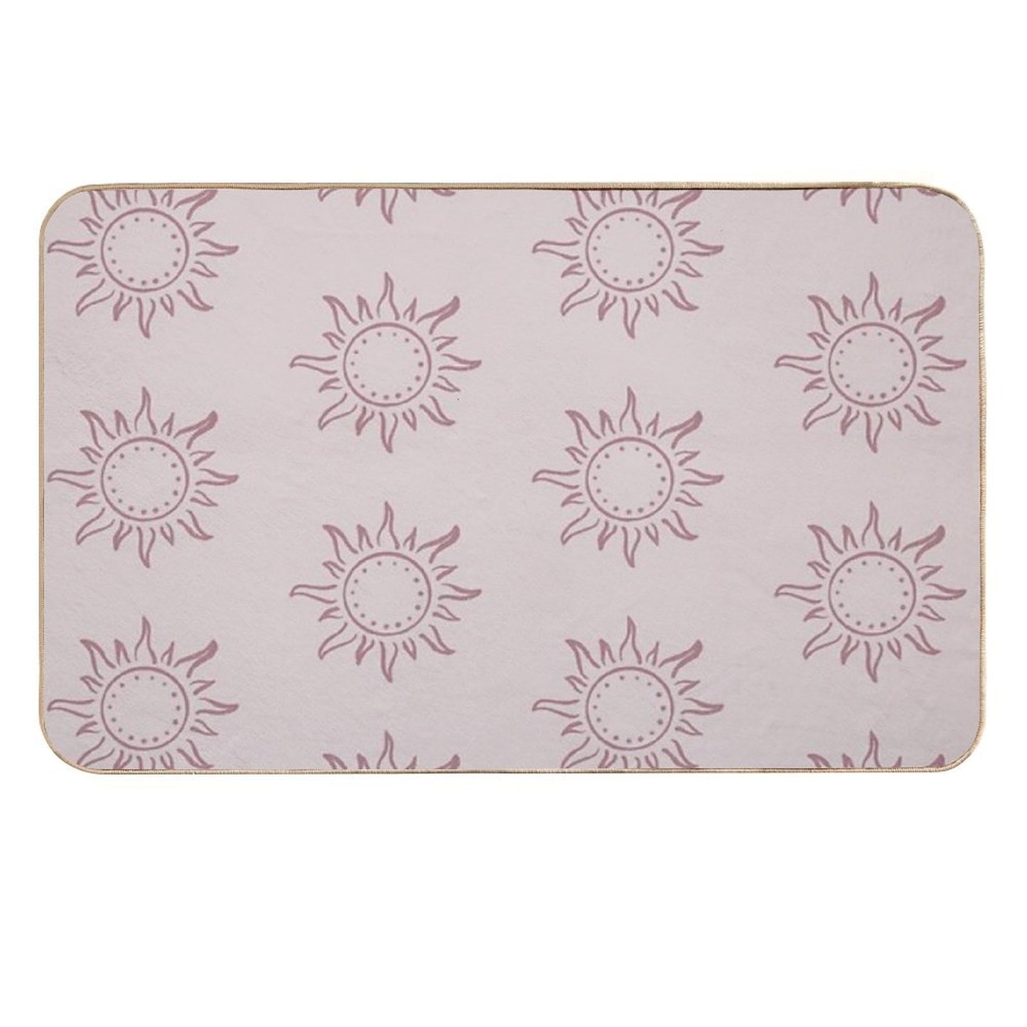 Cute Boho Sun Pattern Bohemian Aesthetic In Muted Colors Light & Dark Muted Pink  Stain-Proof Bath Mat