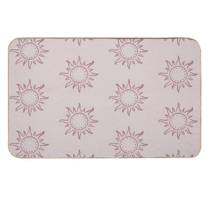 Cute Boho Sun Pattern Bohemian Aesthetic In Muted Colors Light & Dark Muted Pink  Stain-Proof Bath Mat