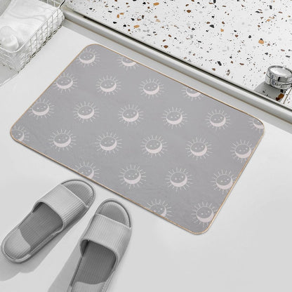 Pretty Sun And Moon Pattern Soft Aesthetic In Muted Colors Gray Taupe  Non-Slip Bath Mat