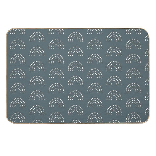 Navy Rainbow Pattern  Fade-Resistant Bath Mat