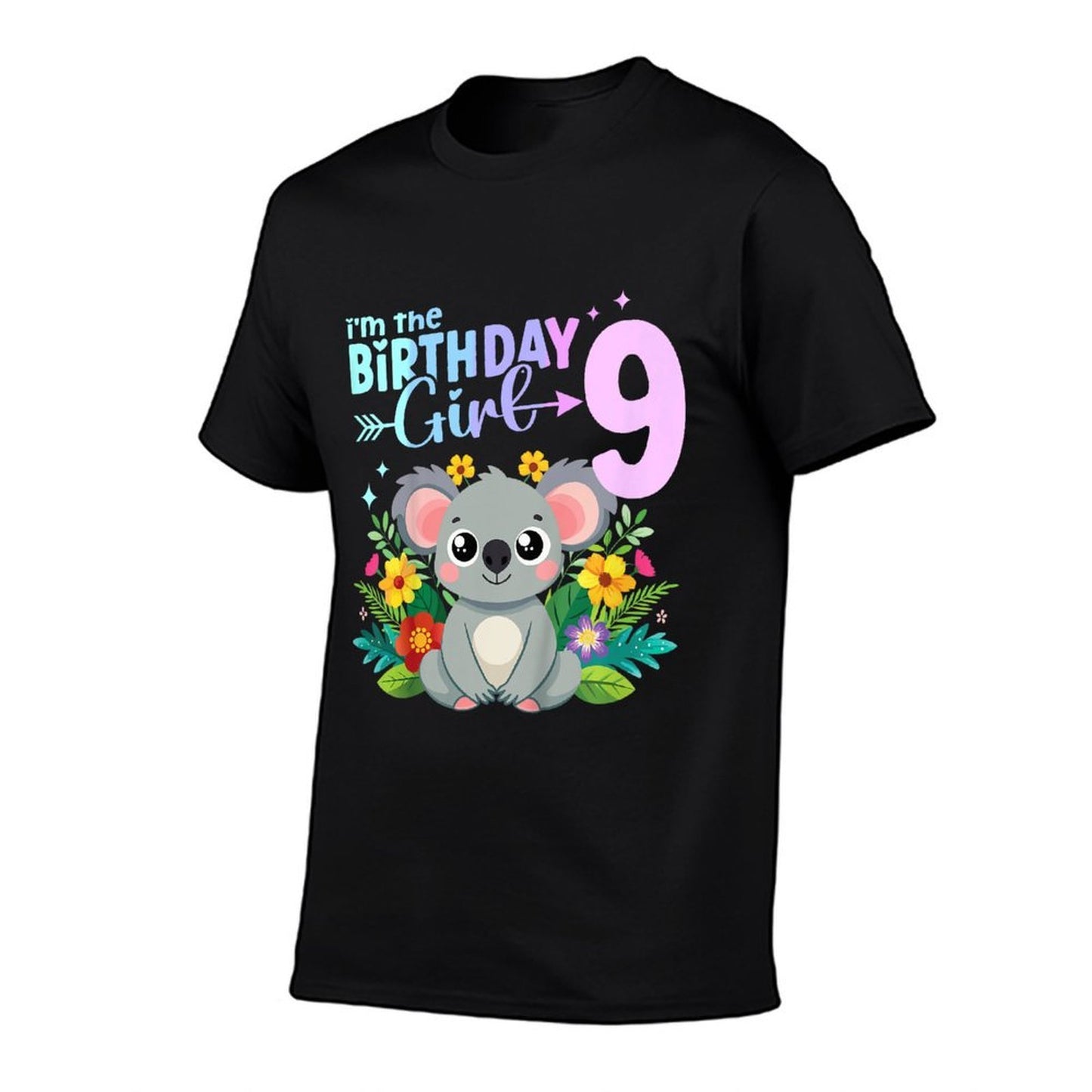 Kids 9th Birthday Girl Koala Bear 9 Years Old Nine 9 Birthday  Easy-care T-Shirt