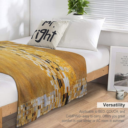 Klimt Flowers in Gold Comfort Throw Blanket