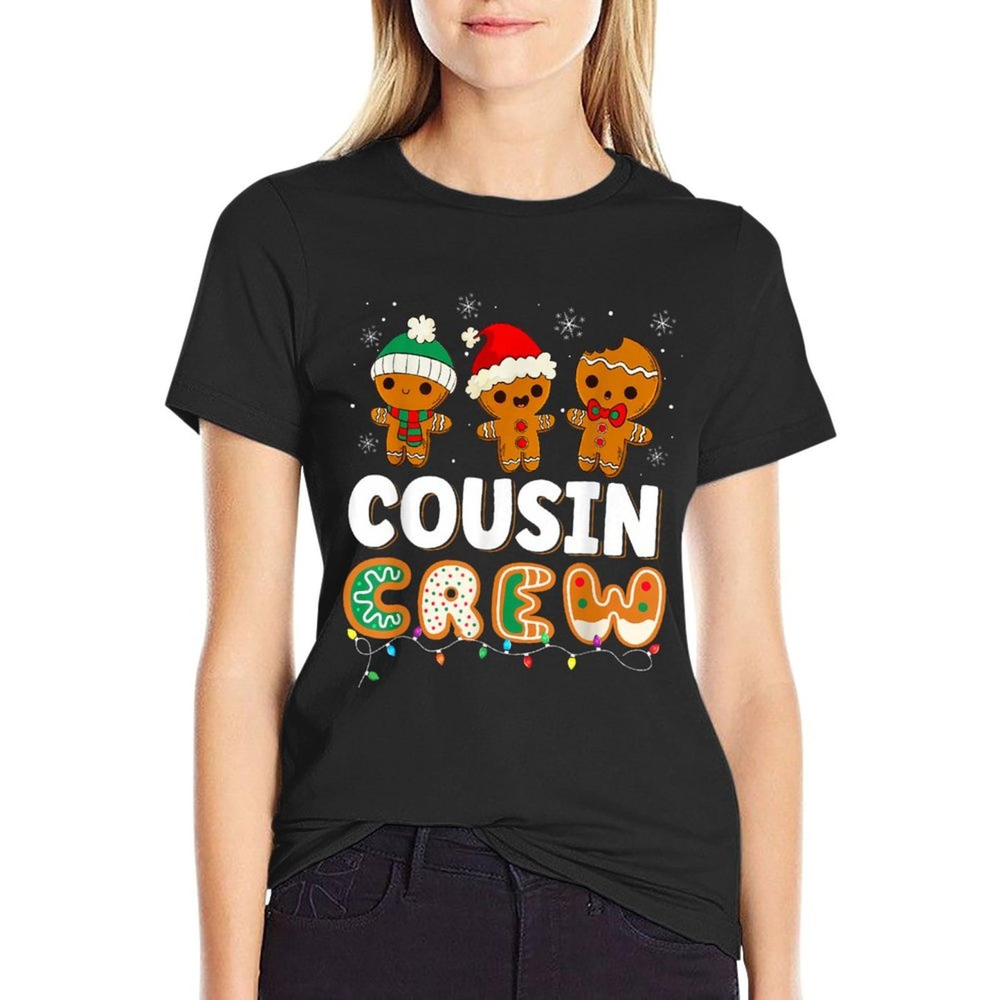 Cousin Crew Christmas Pajama Gingerbread Man  Trendy Pattern T-Shirt