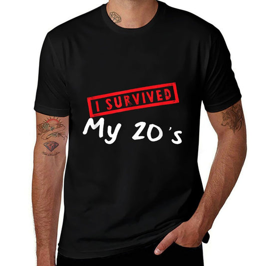Funny 30th Birthday I Survived My 20s Turning 30 Graphic  Vintage-inspired T-Shirt