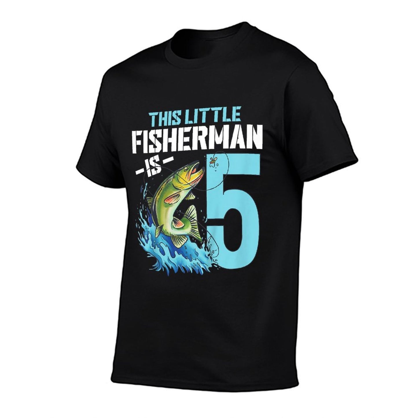 Kids Fishing Birthday 5 Year Old Boy Fisher 5th Bday Kids  Moisture-wicking T-Shirt