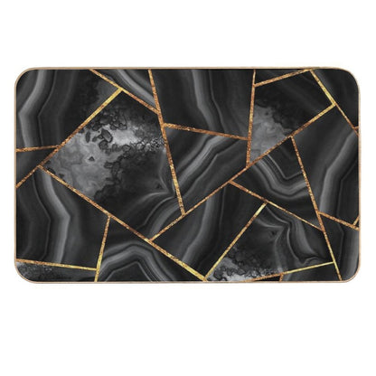 Black Night Agate Gold Geometric Glam #2 #geo #decor #art  Easy To Clean Bath Mat