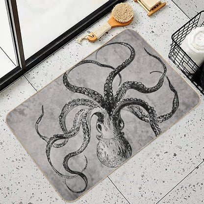 Vintage Octopus  Fade-Resistant Bath Mat