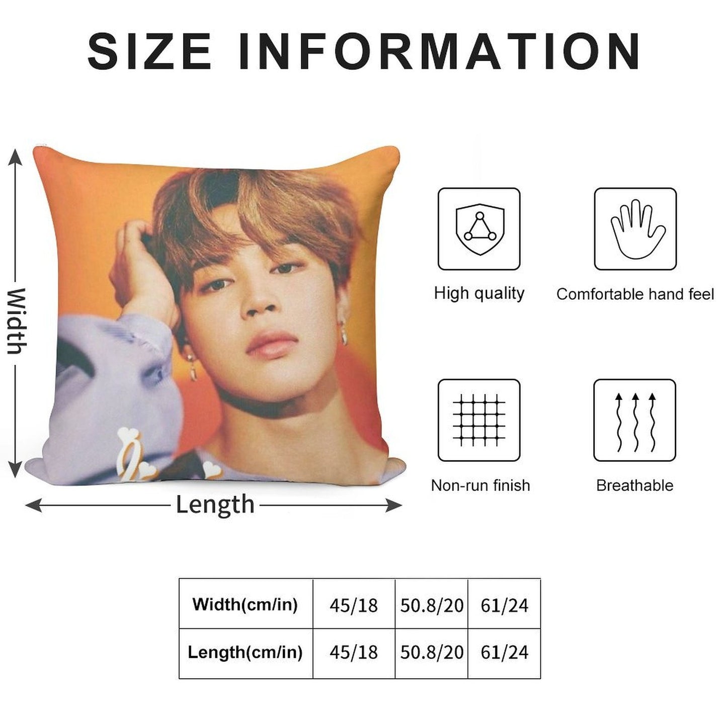 Jimin Soft Shrink-Resistant Throw Pillow