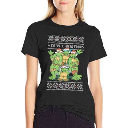 Teenage Mutant Ninja Turtles Christmas Ugly Sweater Group  Slim-fit Cut T-Shirt