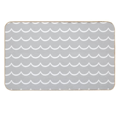 Gray And White Coastal Wave Pattern  Versatile Bath Mat