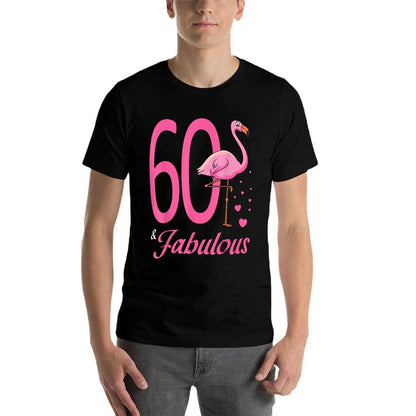 60 & Fabulous Flamingo Birthday 60th Party Celebration  Moisture-wicking T-Shirt