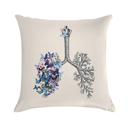 Flowers Lung, Floral Leaves, Lungs,healthy Lung, Lungs Cancer, Respiratory Therapist, Cystic Fibrosis Soft High-Density Material Throw Pillow