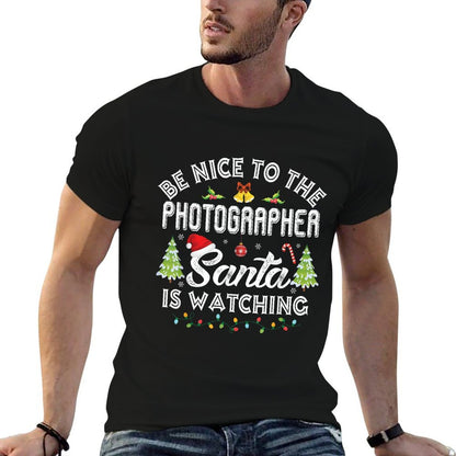Be Nice To The Photographer Santa Is Watching Christmas  Heathered Texture T-Shirt