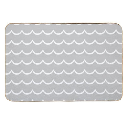 Gray And White Coastal Wave Pattern  Versatile Bath Mat