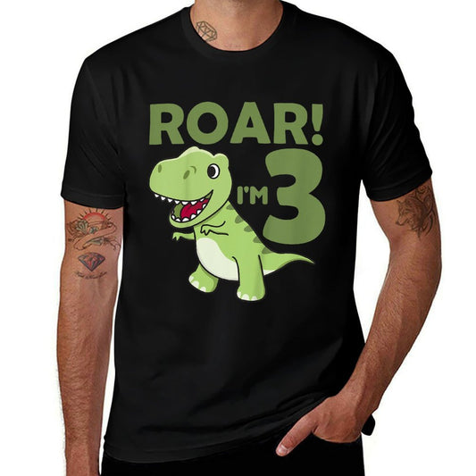 Kids Kids 3rd Birthday T-rex 3 Years Old Boy Dino Dinosaur  Slim-fit Cut T-Shirt