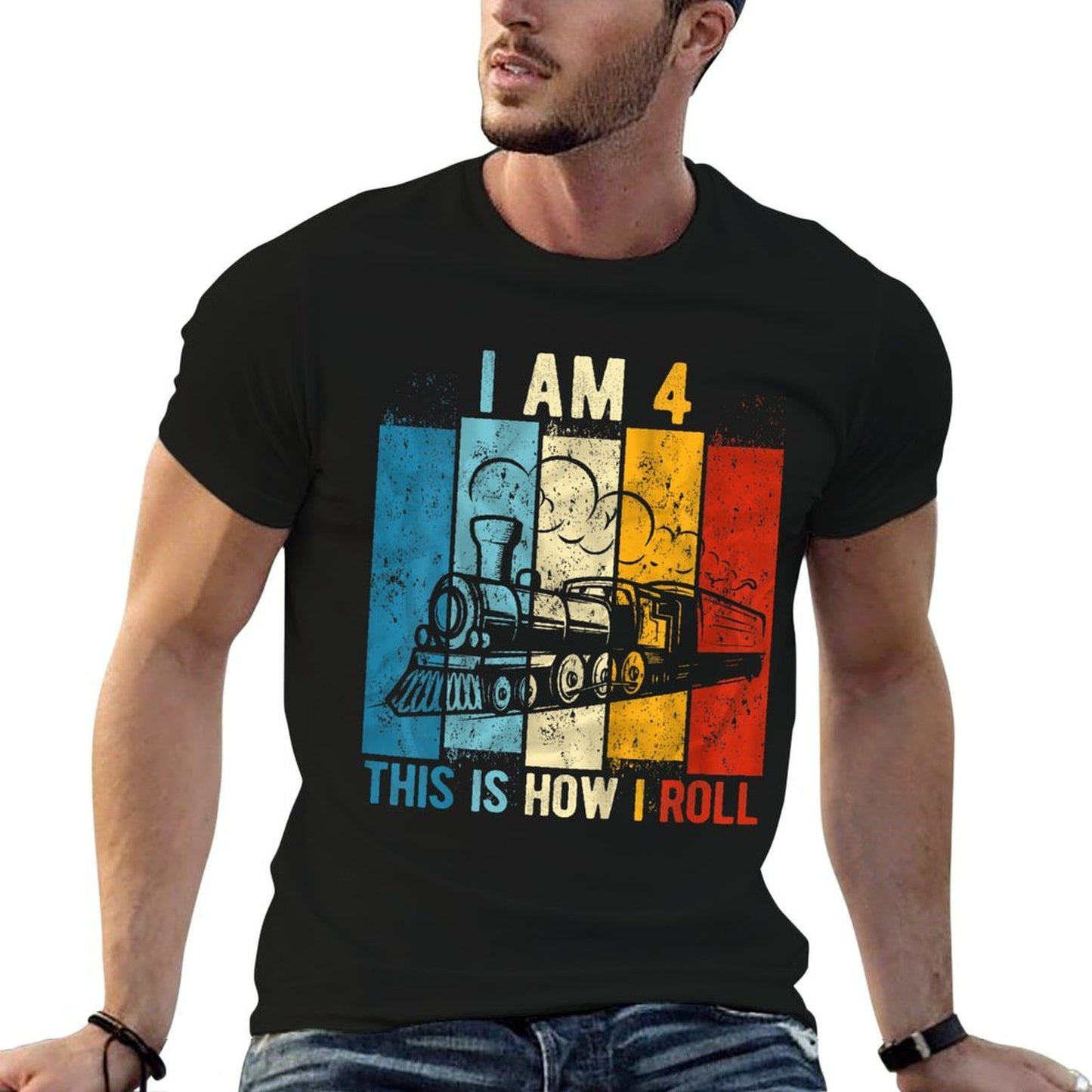 4th Birthday Boy Train 4 Year Old Birthday  Soft T-Shirt