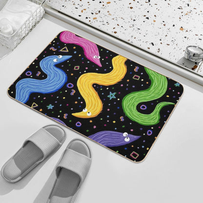Bowling Worm On A String  Dirt-Trapping Bath Mat
