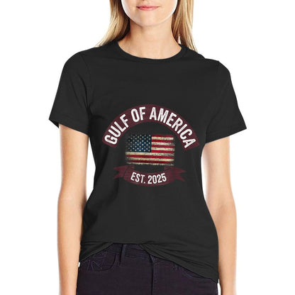 Retro Gulf Of USA America Est 2025 USA American Flag Lightweight T-Shirt