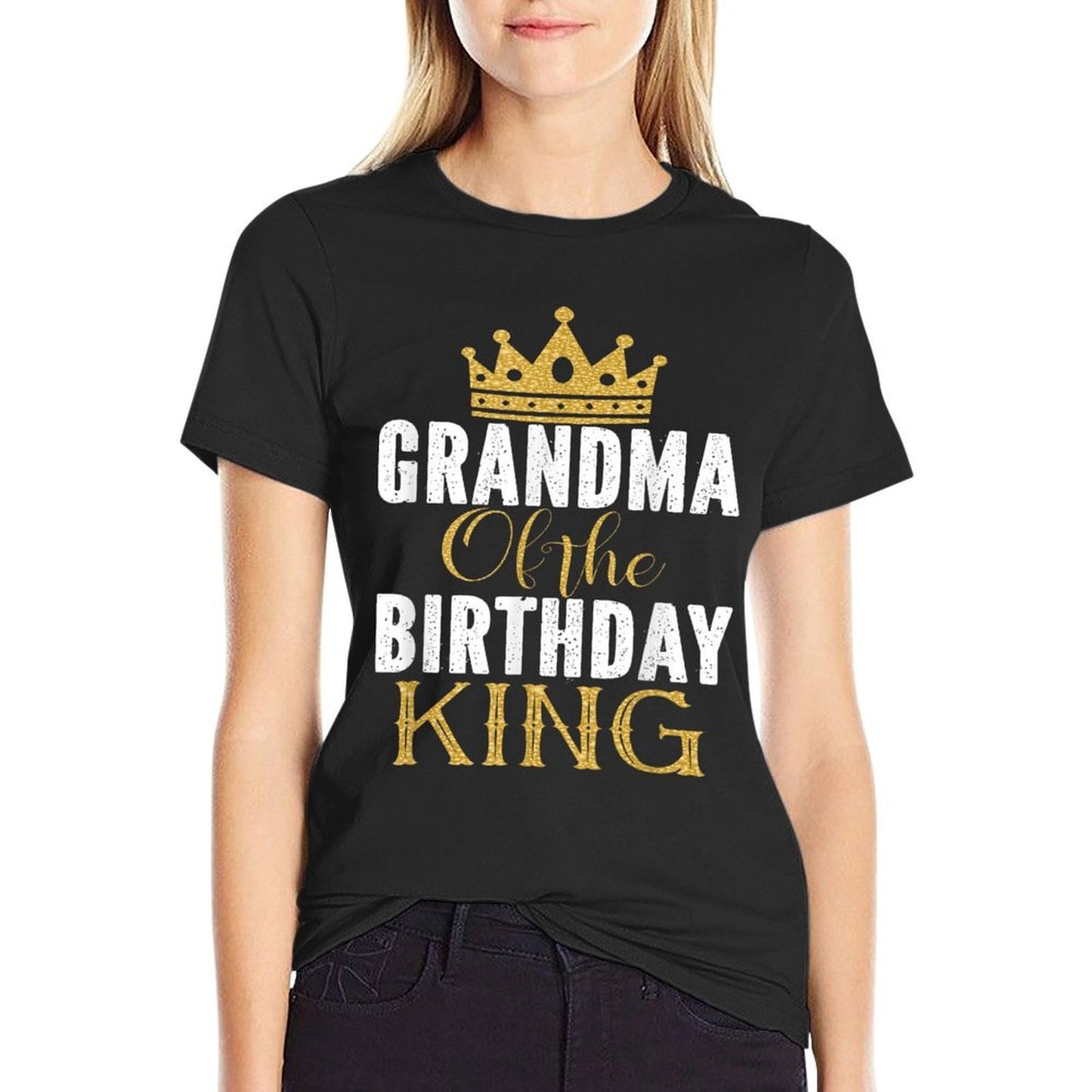 Grandma Of The Birthday King Boys Bday Party Gift For Him  Heathered Texture T-Shirt