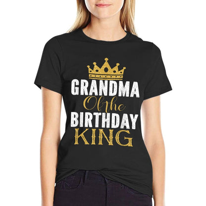 Grandma Of The Birthday King Boys Bday Party Gift For Him  Heathered Texture T-Shirt