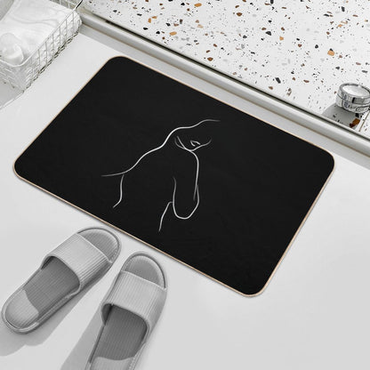 Minimalist Woman Line Art - Leias Lips in Black  Eco-Friendly Bath Mat