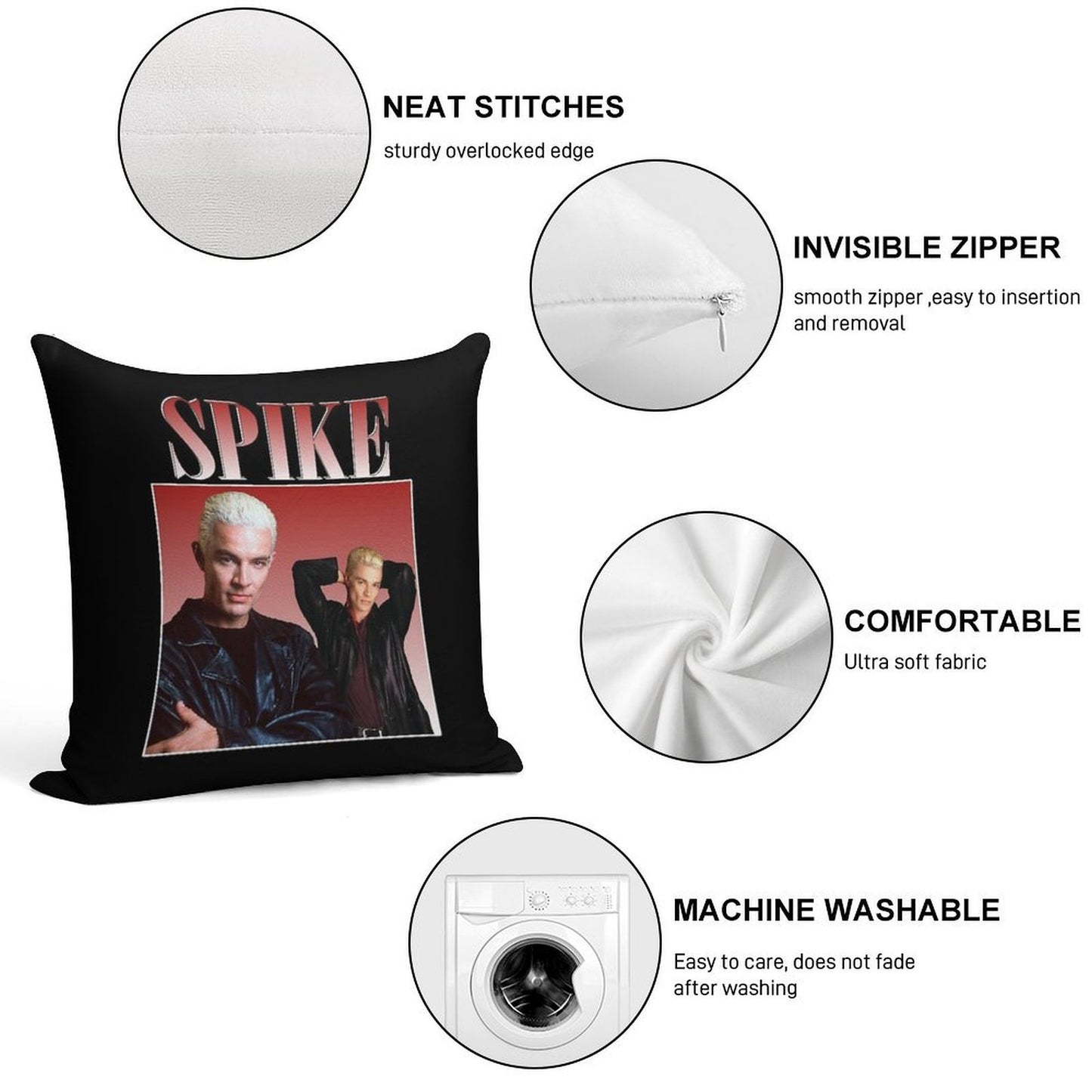 Spike Retro Design Classic Throwback Soft Anti-Pilling Throw Pillow